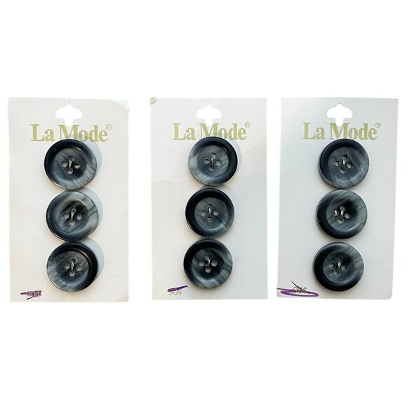 La Mode Other - Vintage La Mode Buttons Set of 3 New Old Stock Navy Gray 19mm (3/4”)